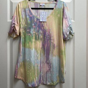Watercolor LuLaRoe Morgan Flare Tee LLR NWT L